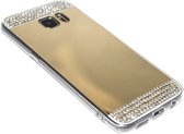 Spiegel diamanten hoesje goud Geschikt voor Samsung Galaxy S7 Edge