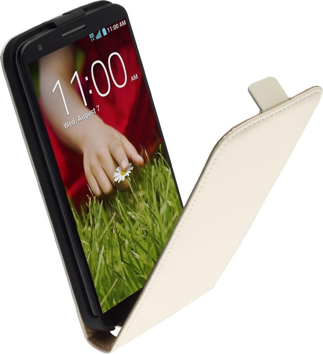 LELYCASE Flip Case Lederen Hoesje LG Nexus 4 Wit