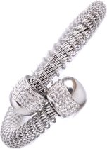 Stalen armband van top kwaliteit - zilverkleurig met draad edelstaal - open design - bangle - 25 cm