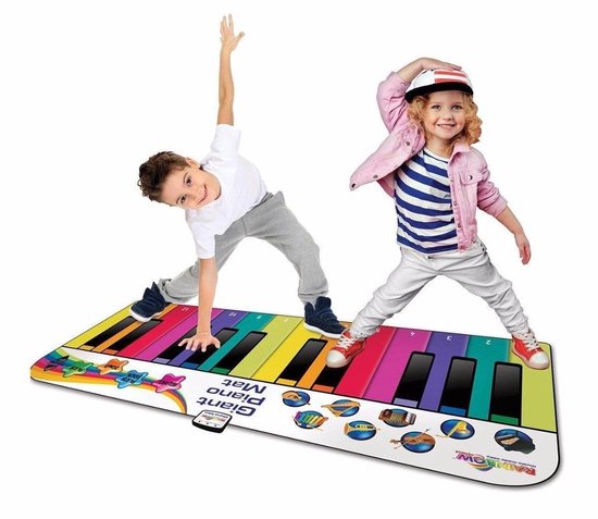 Rainbow Colours Dansmat XXL - Interactieve Speelmat - Piano Mat - 1,8m - 10 Demoliedjes