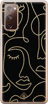 Samsung S20 FE hoesje siliconen - Abstract faces | Samsung Galaxy S20 FE case | zwart | TPU backcover transparant