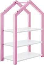 Kinder boekenkast boekenrek 85x60x30 cm roze en wit