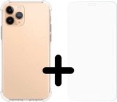 Shop4 - iPhone 12 Pro Max Hoesje + Glazen Screenprotector - Zachte Back Case Drop Proof Transparant