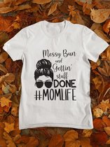 Mom Life - T-Shirt Wit - Moeder dag cadeau Mama - Leuk Grappig voor haar | Maat L