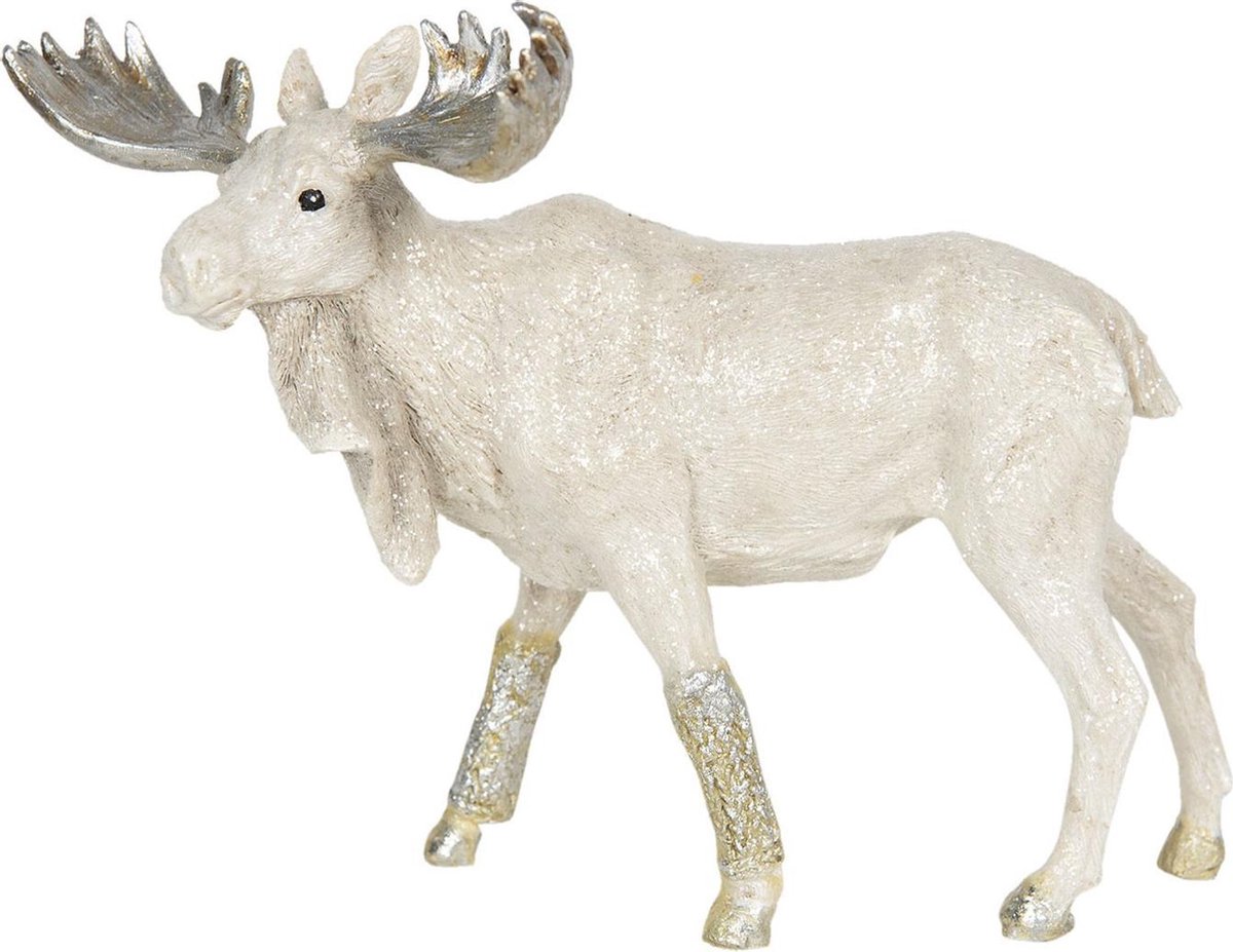 Clayre & Eef Beeld Eland 22*9*16 cm Grijs Kunststof Woonaccessoires beeld decoratie Decoratieve Accessoires
