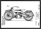 Poster Patent Harley-Davidson - Large 50x70 - Met ingebouwde passe partout - Zwart-Wit
