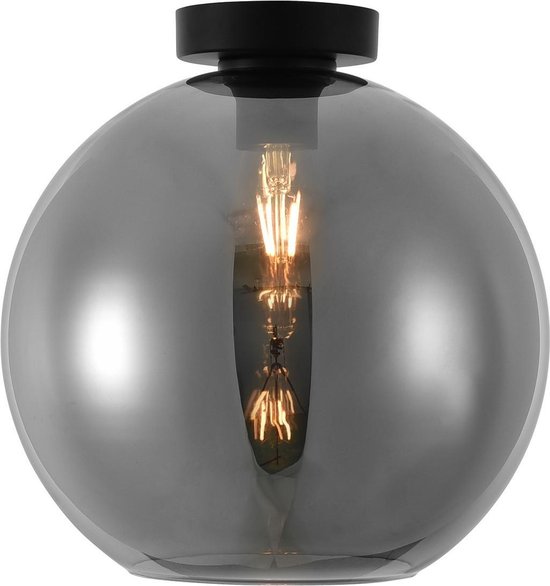 Plafondlamp Marino Zwart & Smoke Glas 30cm | bol