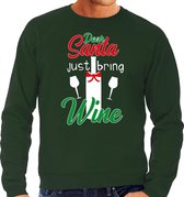 Dear Santa just bring wine drank Kerstsweater / Kersttrui groen voor heren - Kerstkleding / Christmas outfit M