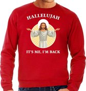 Hallelujah its me im back Kerstsweater / Kersttrui rood voor heren - Kerstkleding / Christmas outfit XL