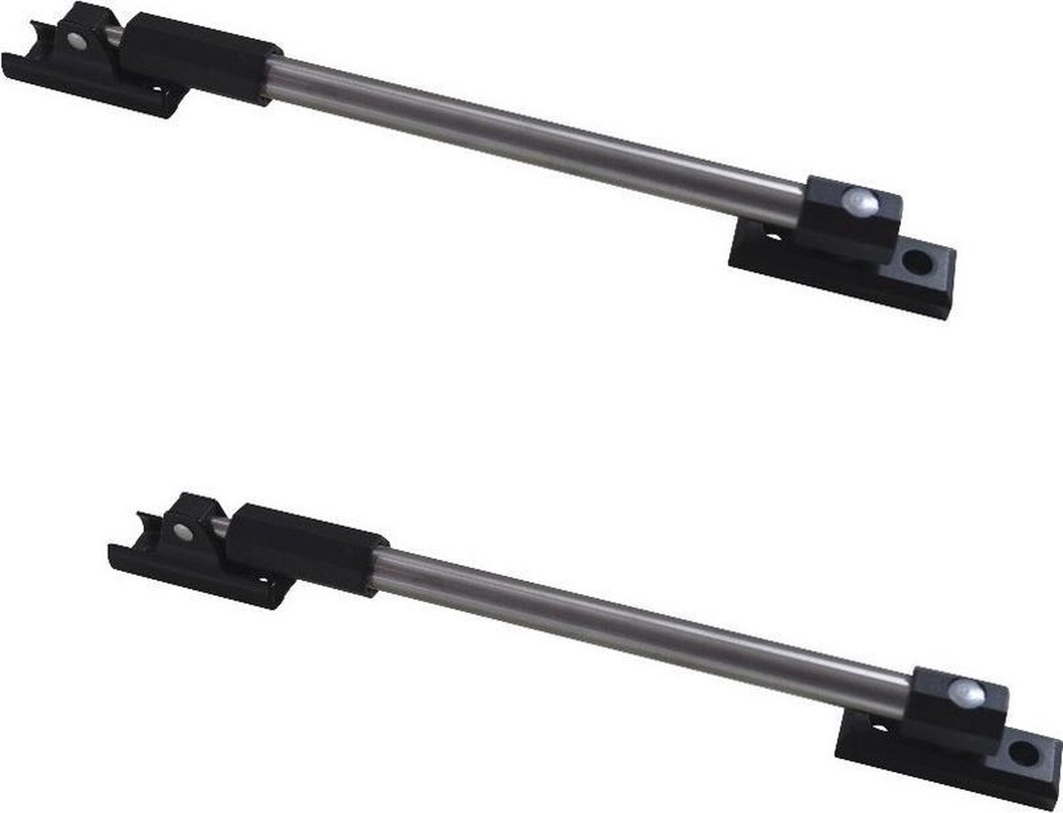 2x Raamuitzetters / tele-uitzetters zwart telescopisch - 30 cm - Rvs - Raambeslag - Teleraamuitzetters