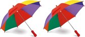 Set van 2x stuks gekleurde paraplu voor kinderen 68 cm - Manueel - Paraplus/ regenbescherming