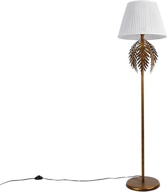 QAZQA botanica - Landelijke Vloerlamp | Staande Lamp met kap - 1 lichts - H 170 cm - Wit - Woonkamer | Slaapkamer