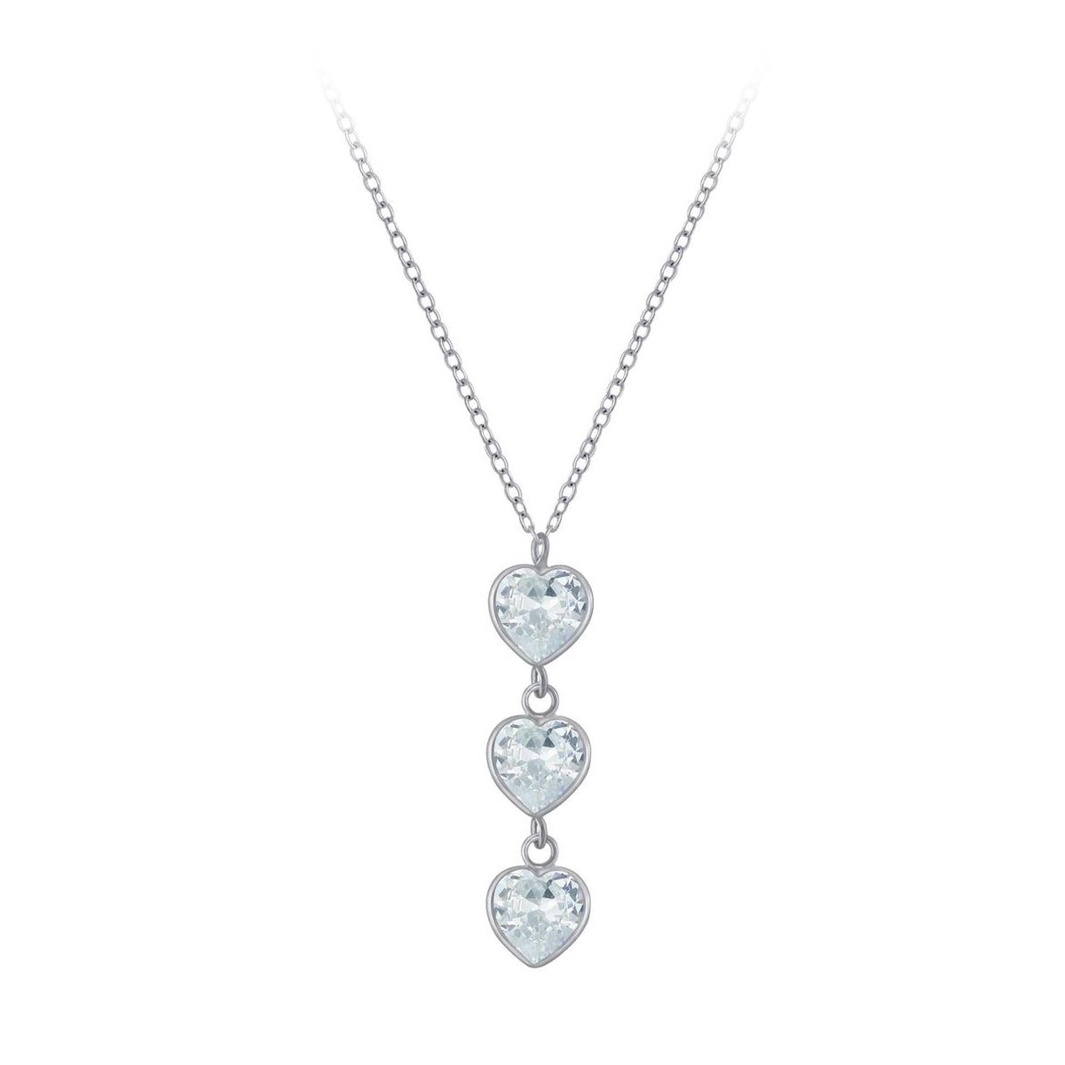 zilveren ketting 3 hartjes zirconia | ketting dames hartje | Zilverana | sieraden vrouw | liefdes ketting | Sterling 925 Silver
