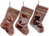 Lot de 3 chaussettes de Noël en coton/jute de 25 x 45 cm - Décoration d'intérieur Décorations de Noël/Articles de Noël pour les cadeaux