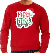 Merry fitmas Kerstsweater / Kersttrui rood voor heren - Kerstkleding / Christmas outfit M