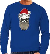 Bad Santa foute Kerstsweater / Kersttrui blauw voor heren - Kerstkleding / Christmas outfit 2XL