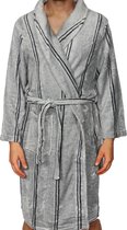 Outfitter heren Fleece Badjas Grijs stripe  - M