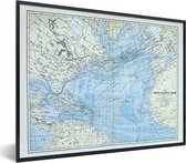 Fotolijst incl. Poster - Klassieke wereldkaart Noordelijke Atlantische oceaan - 40x30 cm - Posterlijst