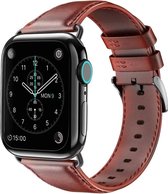 Strap-it Band geschikt voor Apple Watch 6 - leren bandje - roodbruin - Maat: 42mm & 44mm