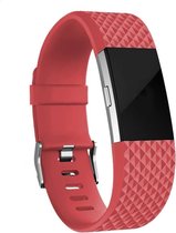 Fitbit Charge 2 diamant silicone band - rood - Maat L