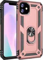 Anti-Shock Hybrid Ring Armor Hoesje - Geschikt voor: iPhone 11 Pro  -  rose goud