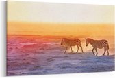 Schilderij - Twee zebra's — 90x60 cm