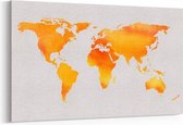Schilderij - Wereldkaart oranje — 90x60 cm