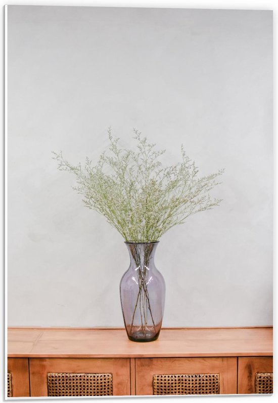 Forex - Licht Groene Plant in Vaas - 40x60cm Foto op Forex