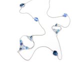 Zilveren collier halsketting Model Glittering Colors Big gezet met blauwe stenen