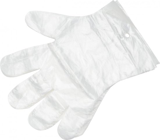 Plastic / Plastieken handschoenen wegwerp - HeroTouch - huishoudhandschoenen wegwerphandschoenen - doos 100 stuks - disposable food gloves plastiek handschoenen poedervrij - L / Large doorzichtig - KKS