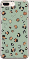 iPhone 8 Plus/7 Plus hoesje siliconen - Luipaard baby leo - Soft Case Telefoonhoesje - Luipaardprint - Transparant, Blauw