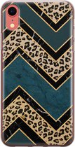 iPhone XR hoesje siliconen - Luipaard zigzag - Soft Case Telefoonhoesje - Luipaardprint - Transparant, Multi