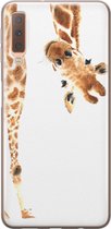 Samsung Galaxy A7 2018 hoesje siliconen - Giraffe - Soft Case Telefoonhoesje - Giraffe - Bruin