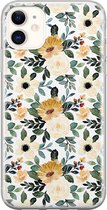 iPhone 11 hoesje siliconen - Lovely flowers - Soft Case Telefoonhoesje - Bloemen - Transparant, Geel