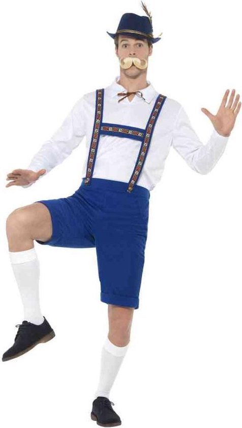 Smiffy's - Boeren Tirol & Oktoberfest Kostuum - Beierse Dijenkletser - Man - Blauw - Large - Bierfeest - Verkleedkleding