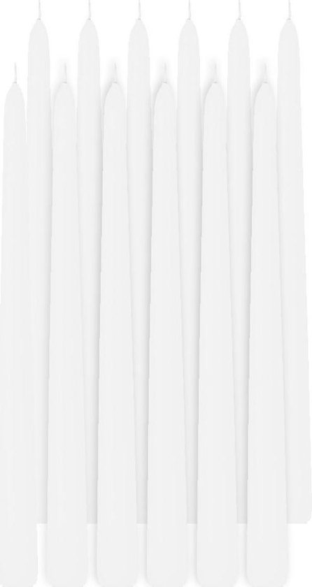 12x Witte dinerkaarsen 30 cm 13 branduren - Geurloze kaarsen - Tafelkaarsen/kandelaarkaarsen
