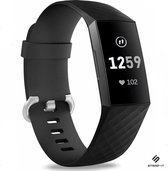 Siliconen Smartwatch bandje - Geschikt voor  Fitbit Charge 3 silicone band - zwart - Maat: S - Strap-it Horlogeband / Polsband / Armband