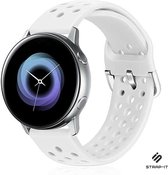 Siliconen Smartwatch bandje - Geschikt voor Strap-it Samsung Galaxy Watch 41mm / 42mm siliconen bandje met gaatjes - wit - Strap-it Horlogeband / Polsband / Armband