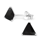 Aramat jewels ® - Oorbellen driehoek zwart 925 zilver zirkonia 6mm