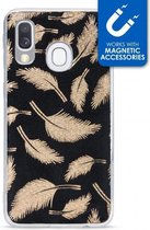 Samsung Galaxy A40 Hoesje - My Style - Magneta Serie - TPU Backcover - Golden Feathers - Hoesje Geschikt Voor Samsung Galaxy A40