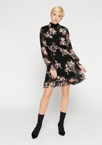 LOLALIZA Mini jurk met bloemenprint - Zwart - Maat 42