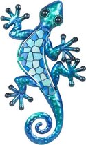 Onthewall | Salamander | metaal & glas | mozaiek | blauw | S | 21 x 12cm