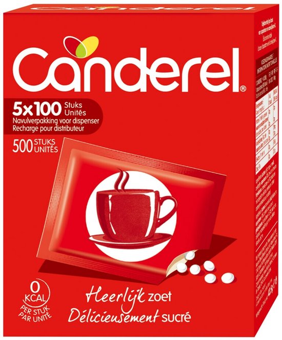 Canderel zoetjes navulling - voor koffie en thee - 6 x 500 stuks