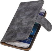 Wicked Narwal | Lizard bookstyle / book case/ wallet case Hoes voor Samsung Galaxy S4 i9500 Grijs