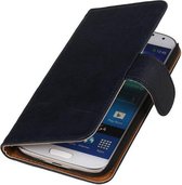 Wicked Narwal | Echt leder bookstyle / book case/ wallet case Hoes voor HTC One E8 Donker Blauw