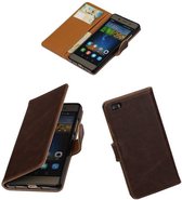 Wicked Narwal | Premium TPU PU Leder bookstyle / book case/ wallet case voor Huawei P8 Lite Mocca