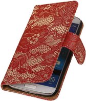 Wicked Narwal | Lace bookstyle / book case/ wallet case Hoes voor Huawei Honor 3C Rood