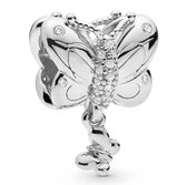 Tracelet - Zilveren bedels - Bead bedel vlinder zilver | Met zirkonia | 925 Sterling Zilver - Pandora Compatible - Met 925 Zilver Certificaat - Tip voor Valentijn