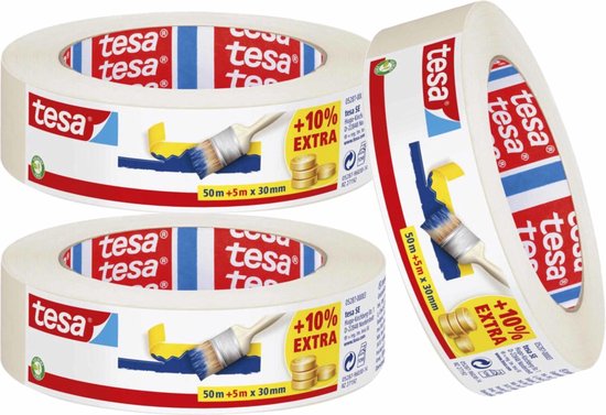 5 rollen afplaktape 25 mm x 25 m crêpetape schilder crêpe tape