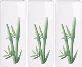 6x Witte radiator waterverdampers/luchtbevochtigers botanische planten print bamboe blad 21 cm - Waterverdampers voor de verwarming